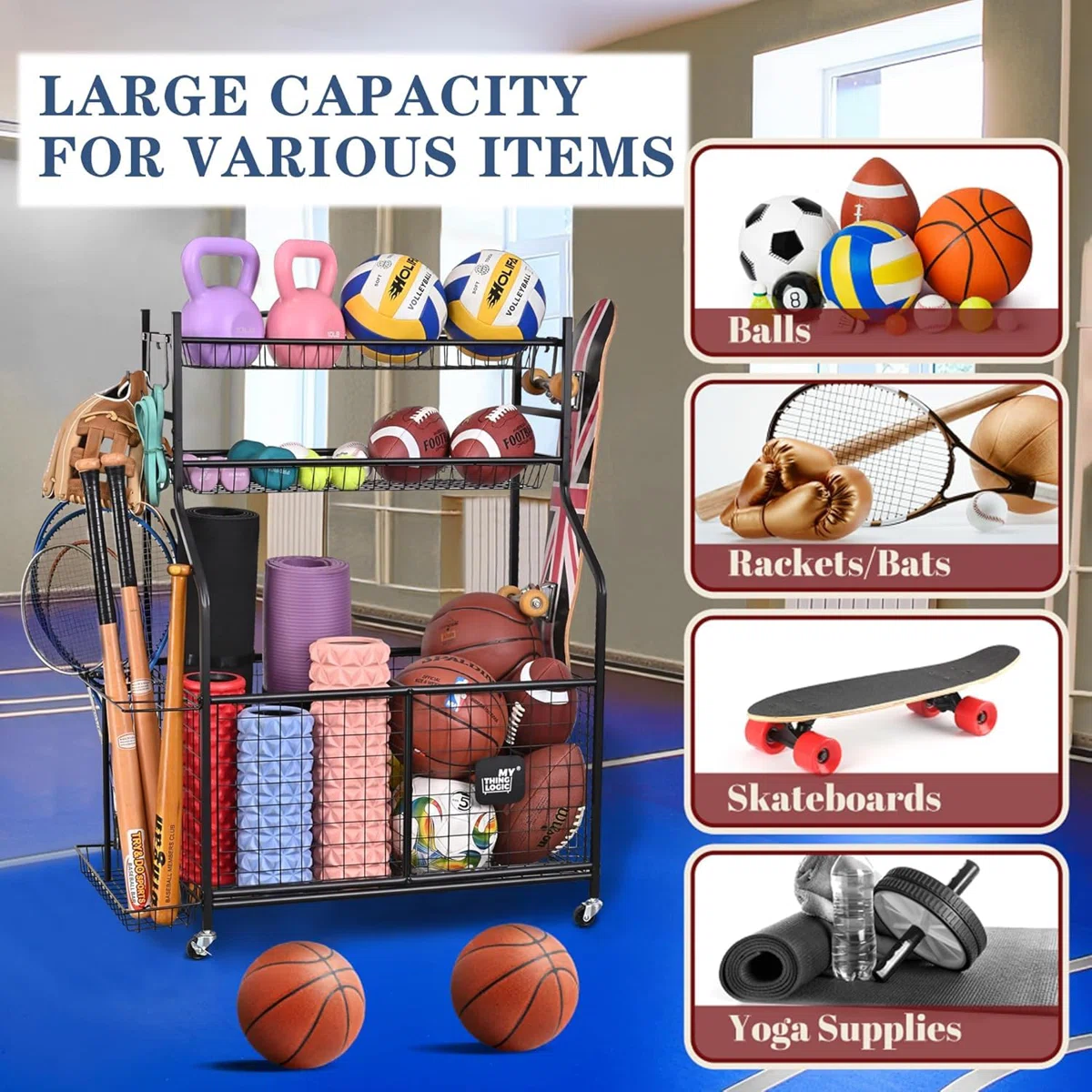 Freestanding Sports Storage Rack for Sports Gear LT-AN-80-519C - Image 2