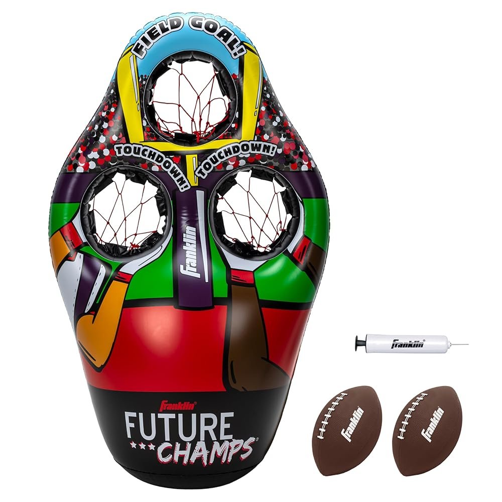 Franklin Sports Kids Football Target Toss Game - Inflatable Throwing Target Toy with Soft Mini Footballs - Fun Kids Sports Game