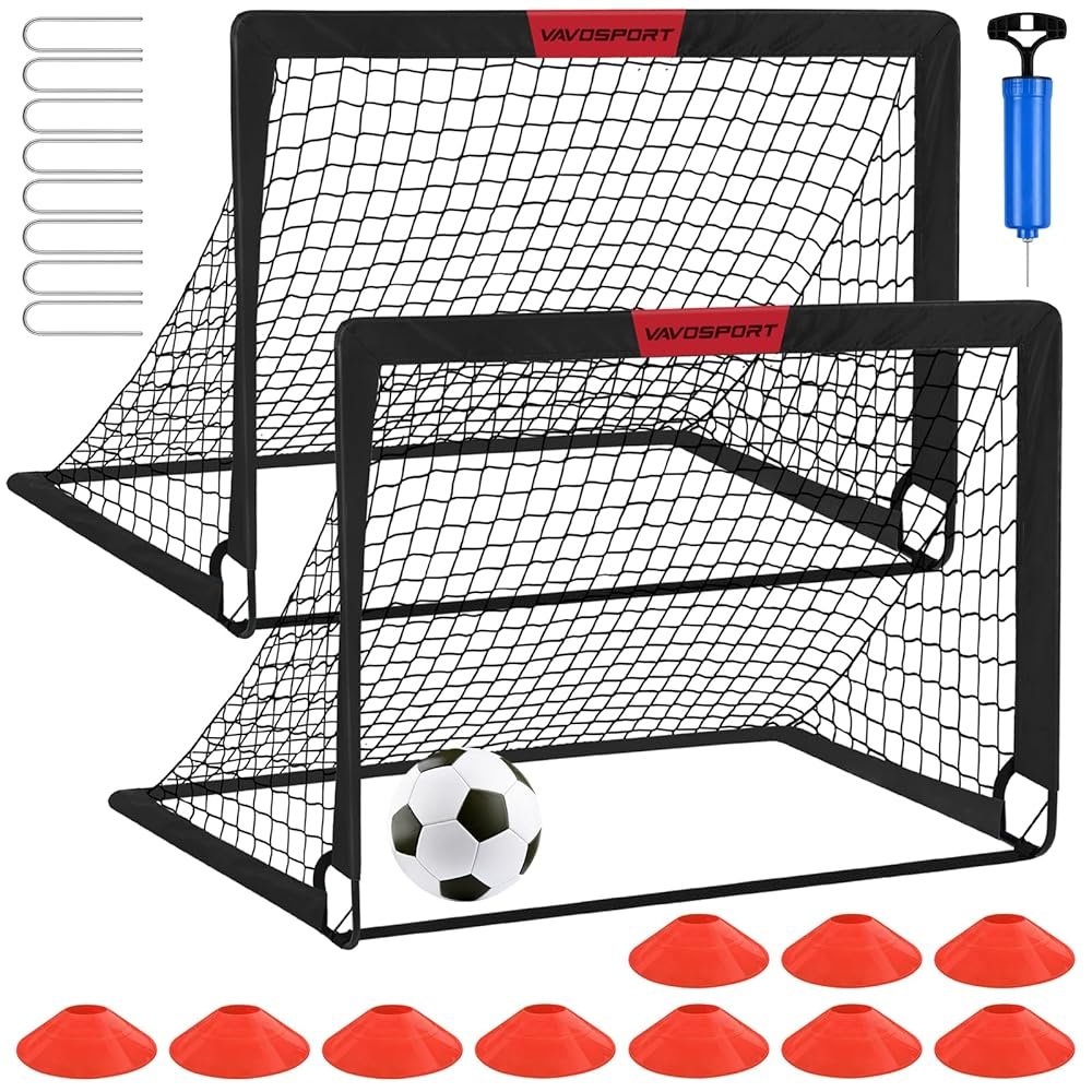 Kids Soccer Goals for Backyard Set - 2 of 4' x 3' Portable Soccer Goal Training Equipment, Pop Up Toddler Soccer Net with Soccer Ball, Stocking Stuffers for Kids Youth Outdoor...
