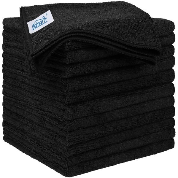 HOMEXCEL Black Microfiber Cleaning Cloth 12 Pack, 12.5 x 12.5 inch Microfiber Towels for Cars, Ultra Absorbent Car Washing Cloth, Lint Free Streak Free Cleaning Rags for Car,...