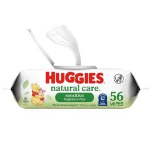 Huggies Natural Care Sensitive Baby Wipes, Unscented, Hypoallergenic, 99% Purified Water, 1 Flip-Top Pack (56 Wipes Total)