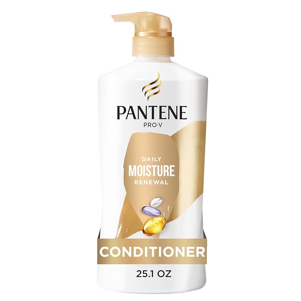 Pantene Conditioner, Daily Moisture Renewal - Pro-V Nutrients for Dry, Color-Treated, Straight to Curly Hair, 72-Hour Hydration & Softness, Paraben Free, Cleanses, Strengthens...